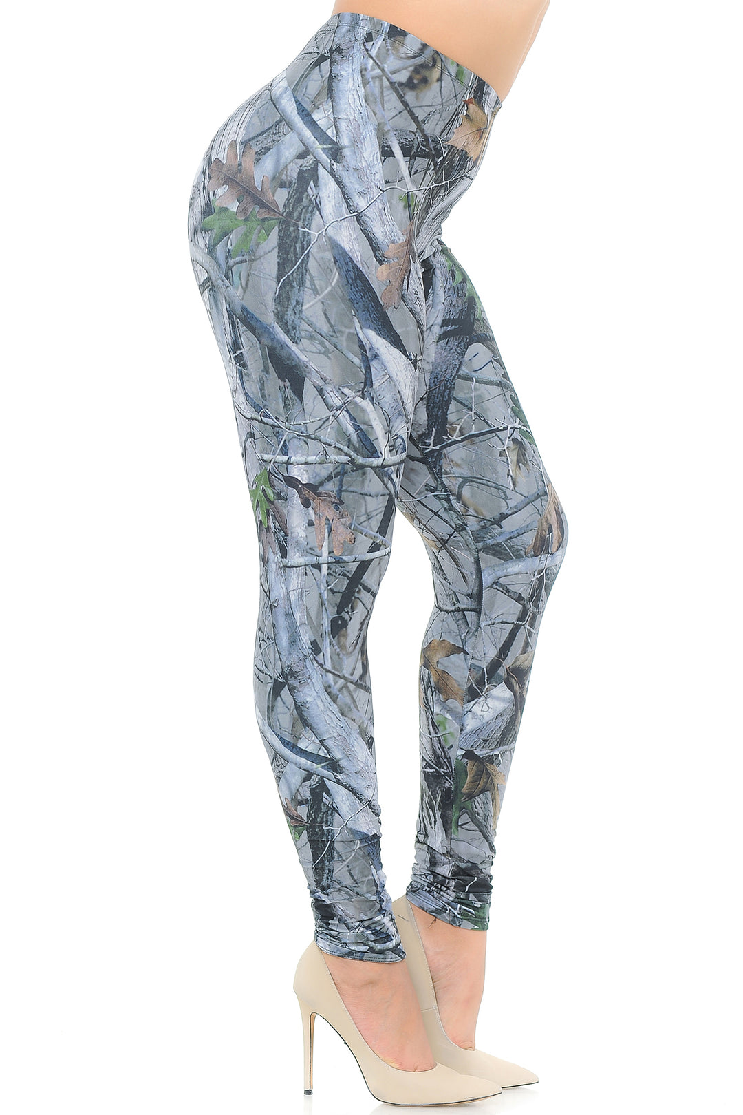 Creamy Soft Camouflage Trees Plus Size Leggings - USA Fashion