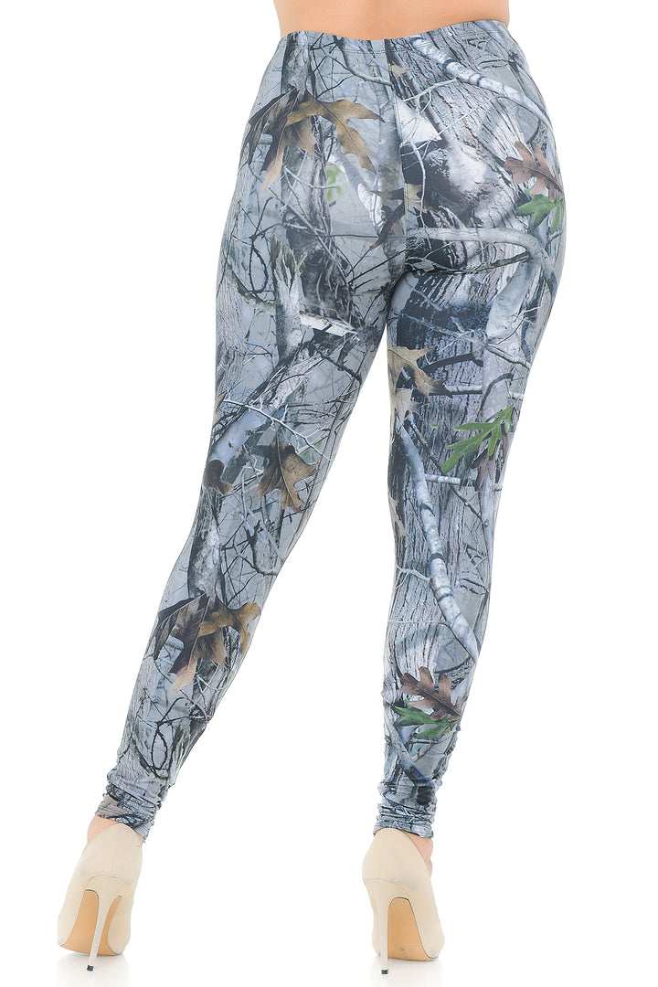 Creamy Soft Camouflage Trees Plus Size Leggings - USA Fashion