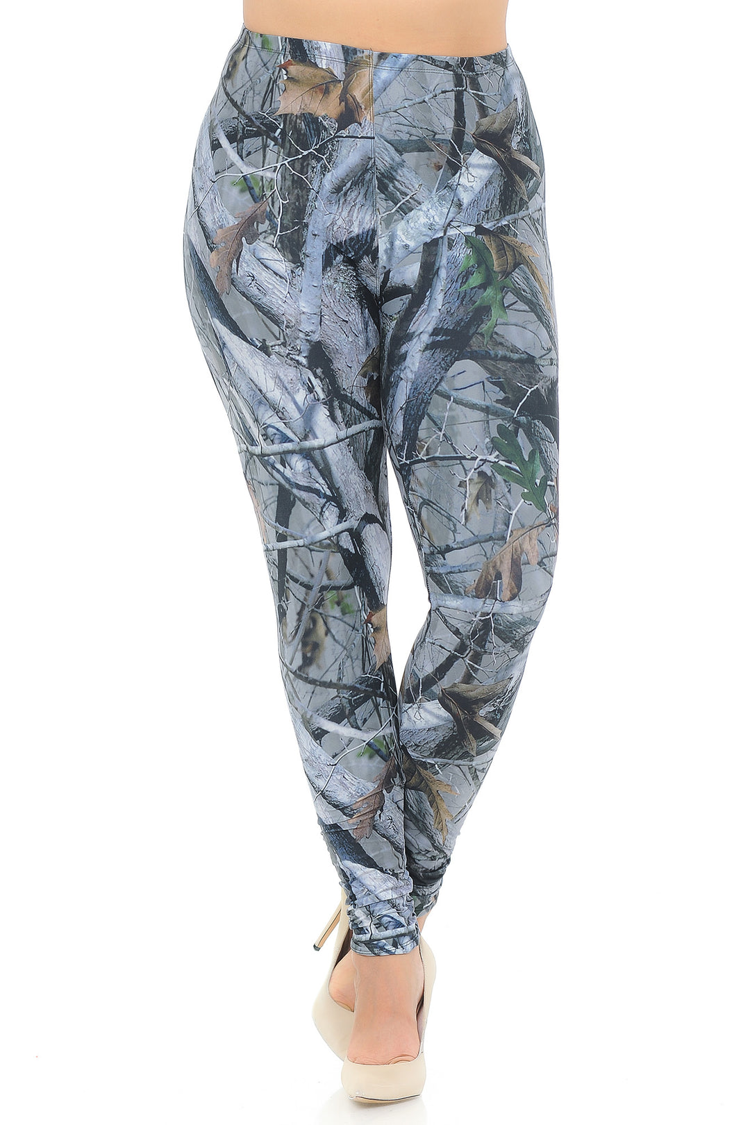 Creamy Soft Camouflage Trees Plus Size Leggings - USA Fashion