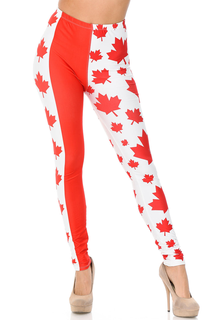 Creamy Soft Canadian Flag Plus Size Leggings