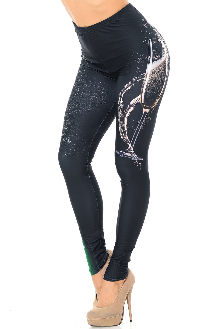Creamy Soft Pop the Champagne Plus Size Leggings - USA Fashion