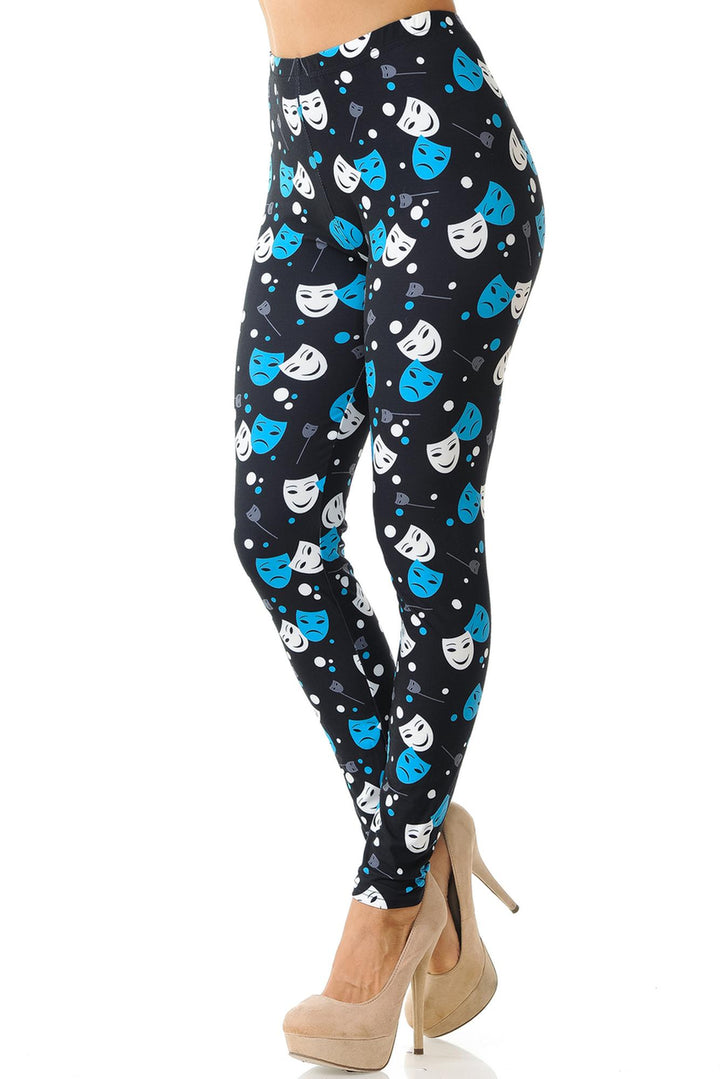 Creamy Soft Comedy Tragedy Mask Plus Size Leggings
