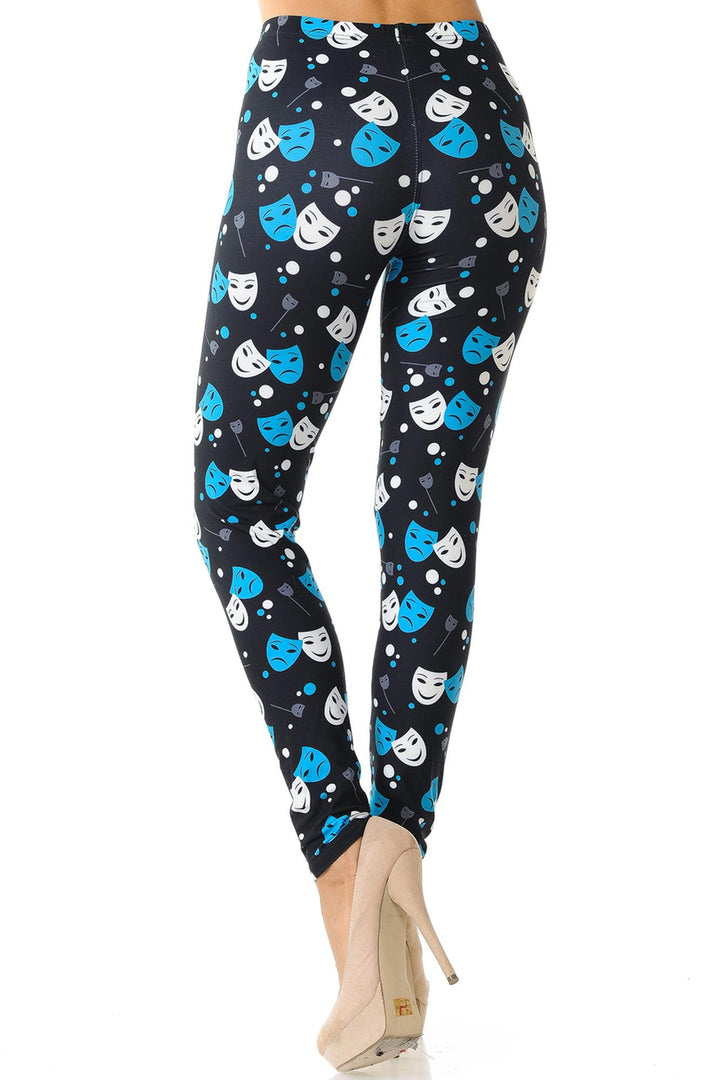Creamy Soft Comedy Tragedy Mask Plus Size Leggings