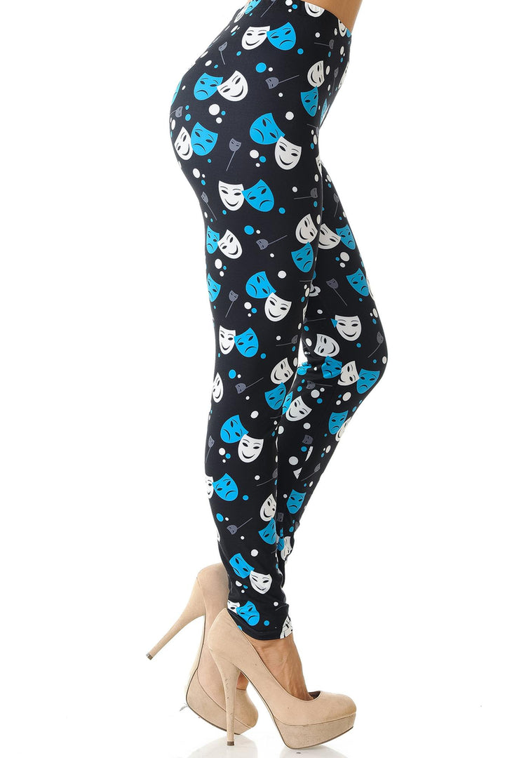 Creamy Soft Comedy Tragedy Mask Plus Size Leggings