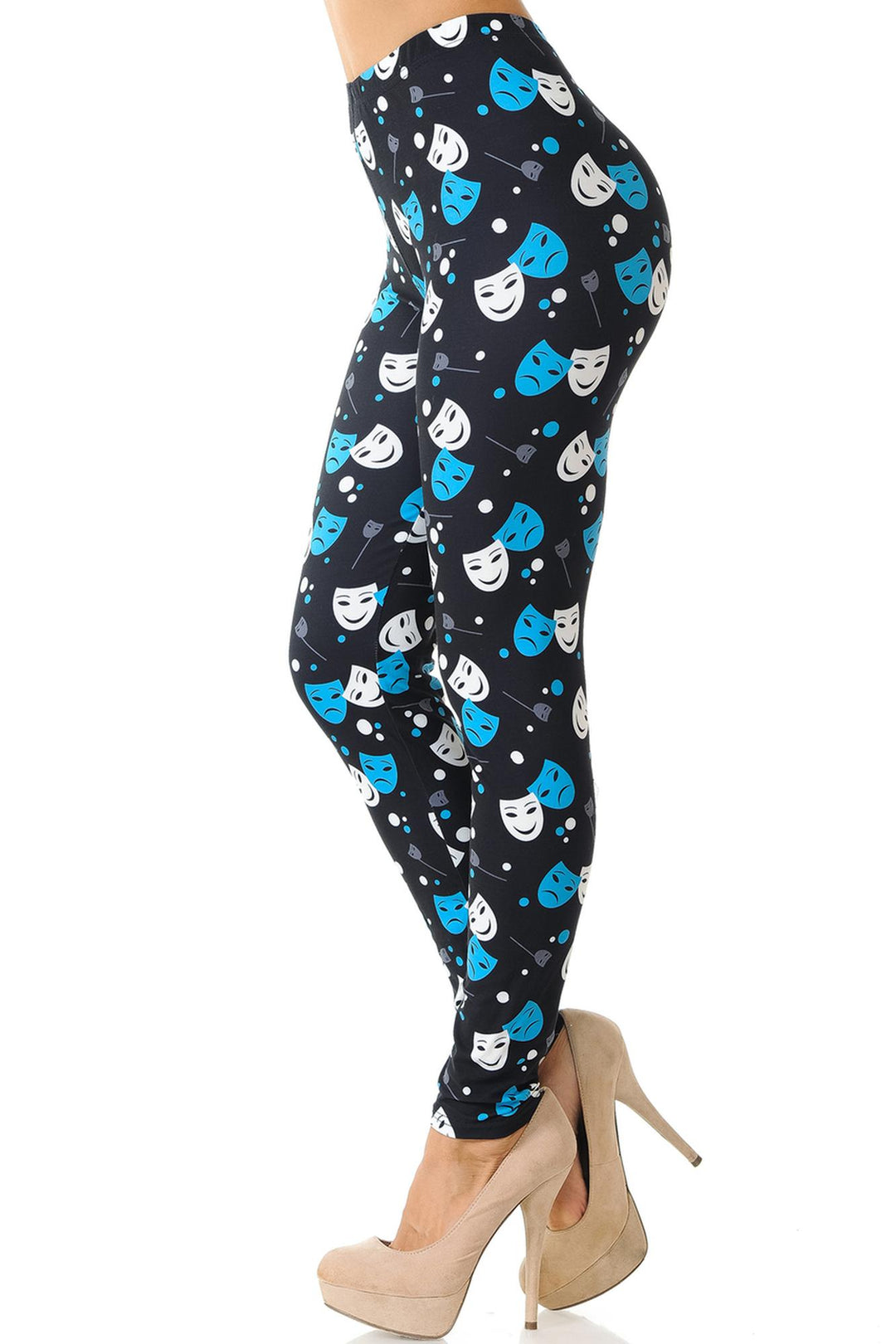 Creamy Soft Comedy Tragedy Mask Plus Size Leggings