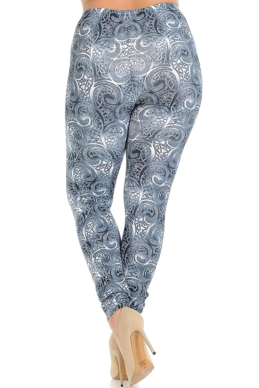 Creamy Soft Swirling Crystal Glass Plus Size Leggings - USA Fashion