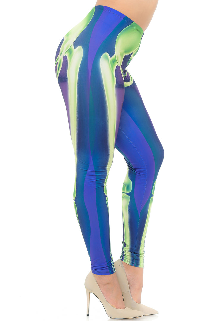 Creamy Soft Chernobyl Skeleton Bones Plus Size Leggings - USA Fashion