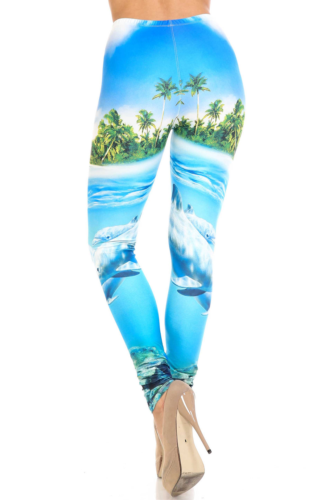 Creamy Soft Dolphin Paradise Plus Size Leggings - By USA Fashion