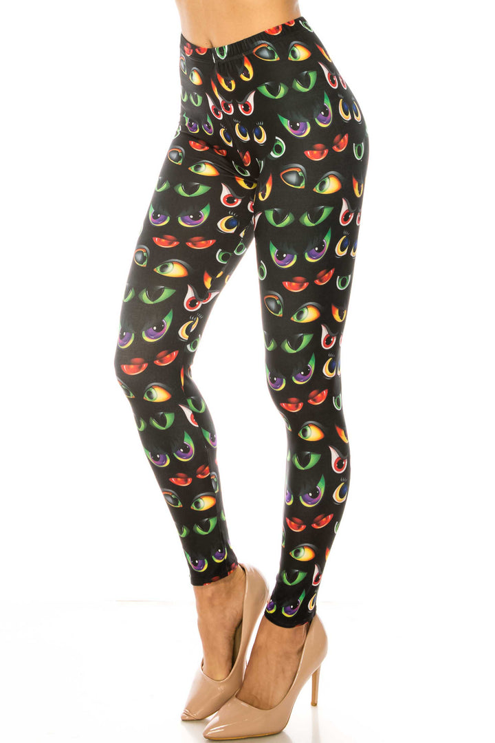 Creamy Soft Evil Cartoon Eyes Plus Size Leggings - USA Fashion