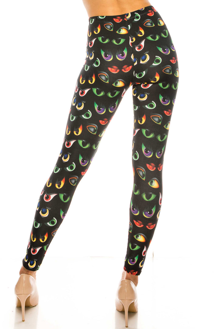 Creamy Soft Evil Cartoon Eyes Plus Size Leggings - USA Fashion
