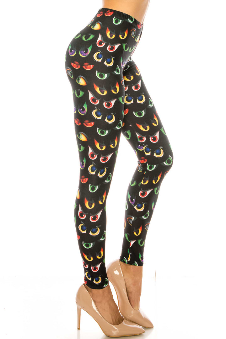 Creamy Soft Evil Cartoon Eyes Plus Size Leggings - USA Fashion
