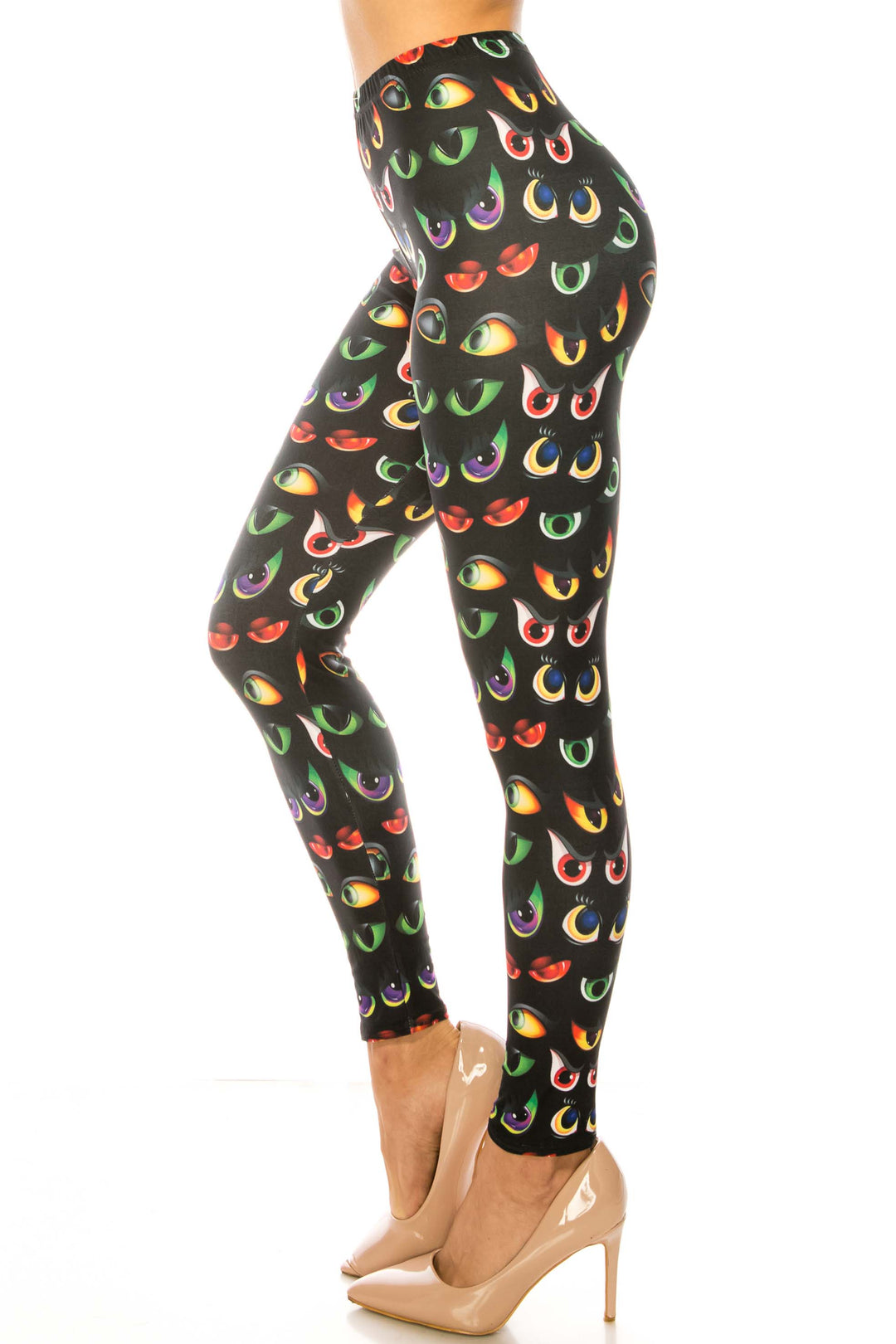 Creamy Soft Evil Cartoon Eyes Plus Size Leggings - USA Fashion