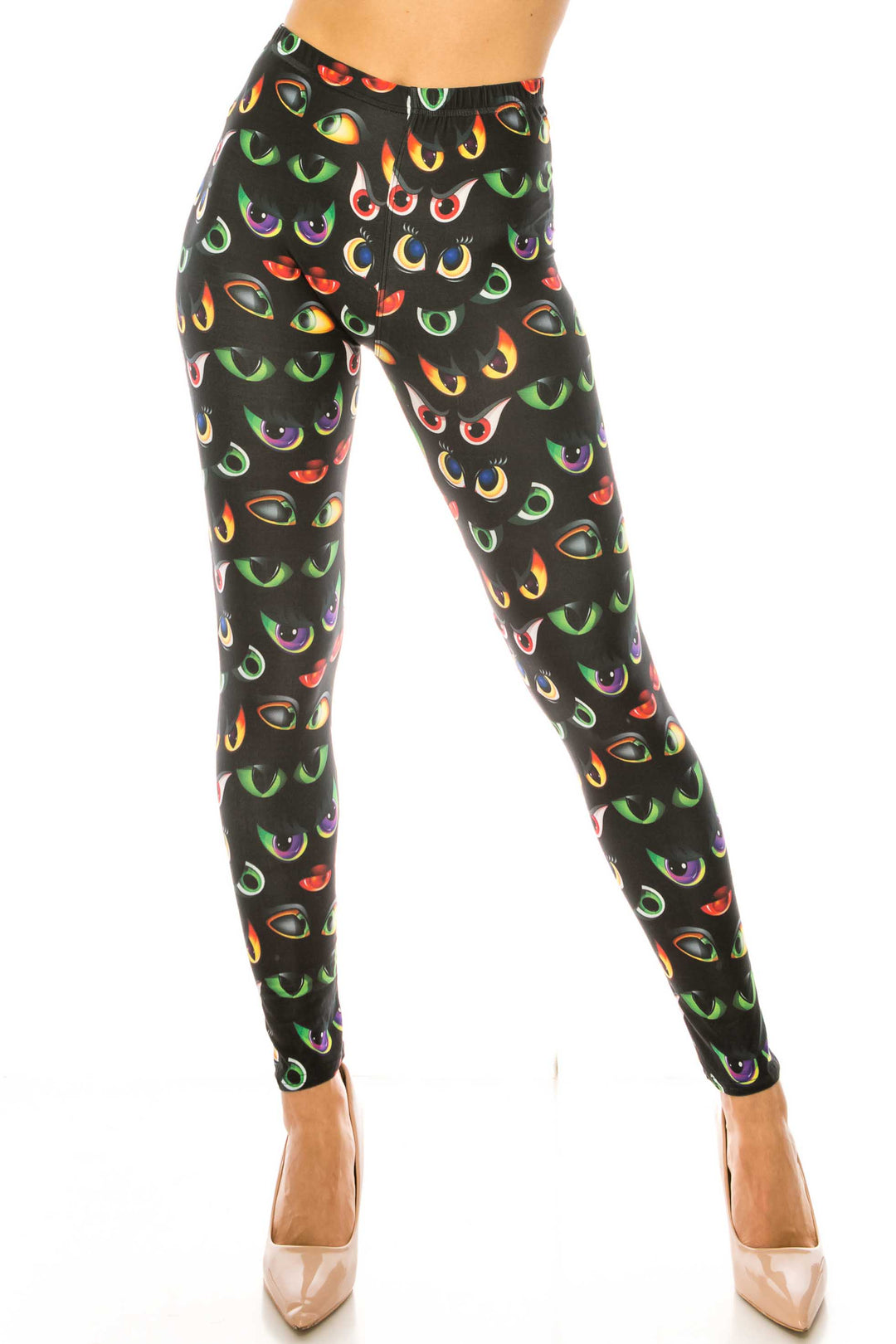 Creamy Soft Evil Cartoon Eyes Plus Size Leggings - USA Fashion