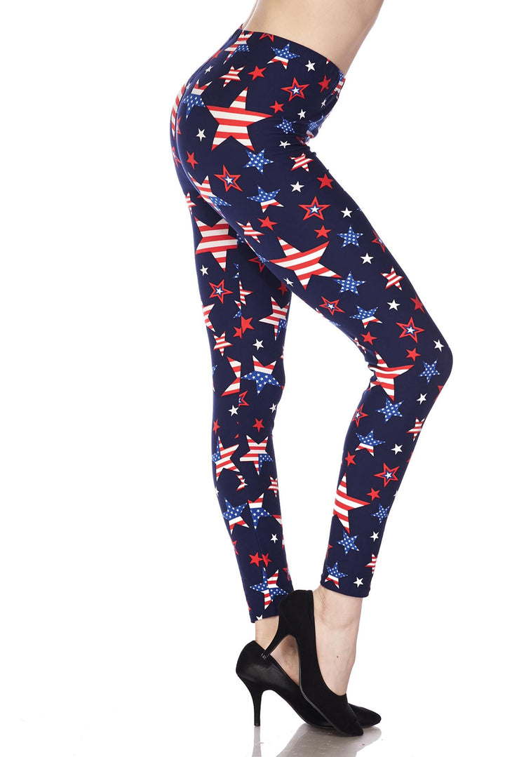 Buttery Smooth USA Stars Plus Size Leggings