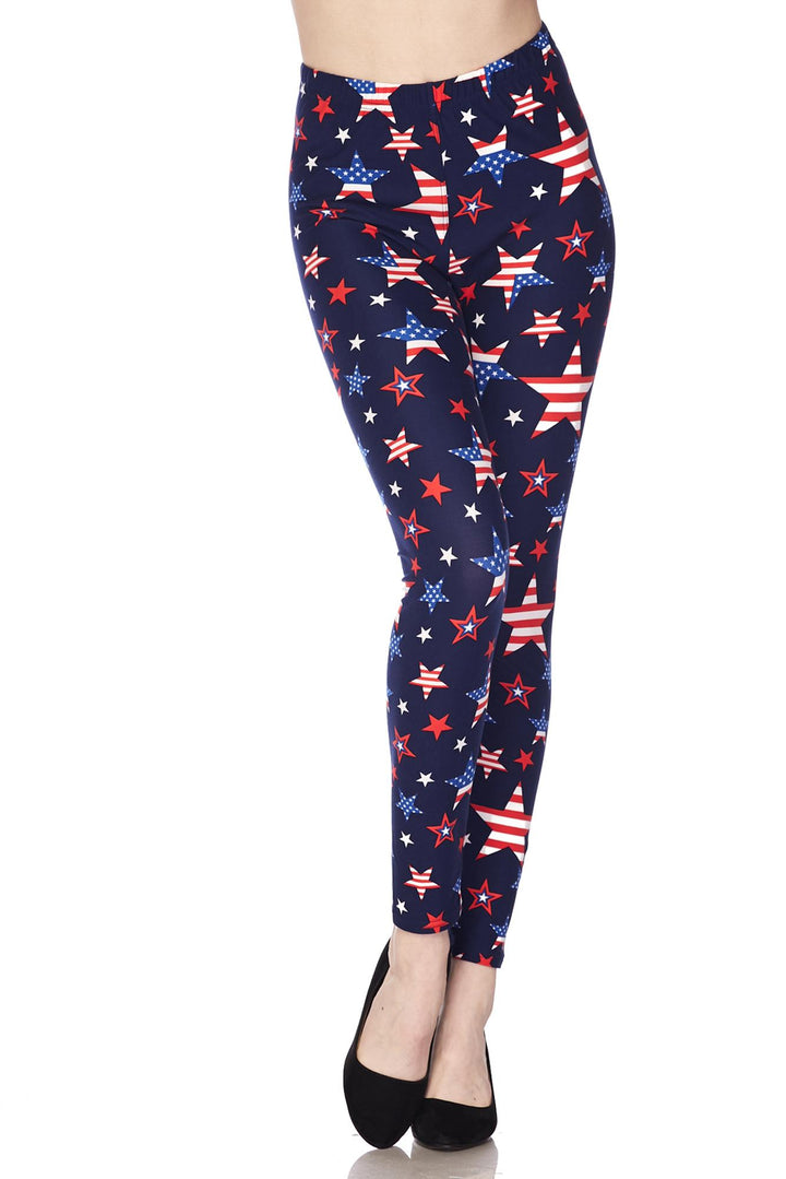 Buttery Smooth USA Stars Plus Size Leggings