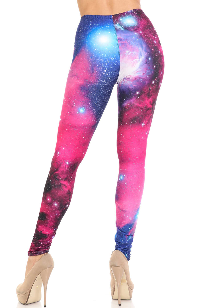 Creamy Soft Fuchsia Galaxy Plus Size Leggings - USA Fashion