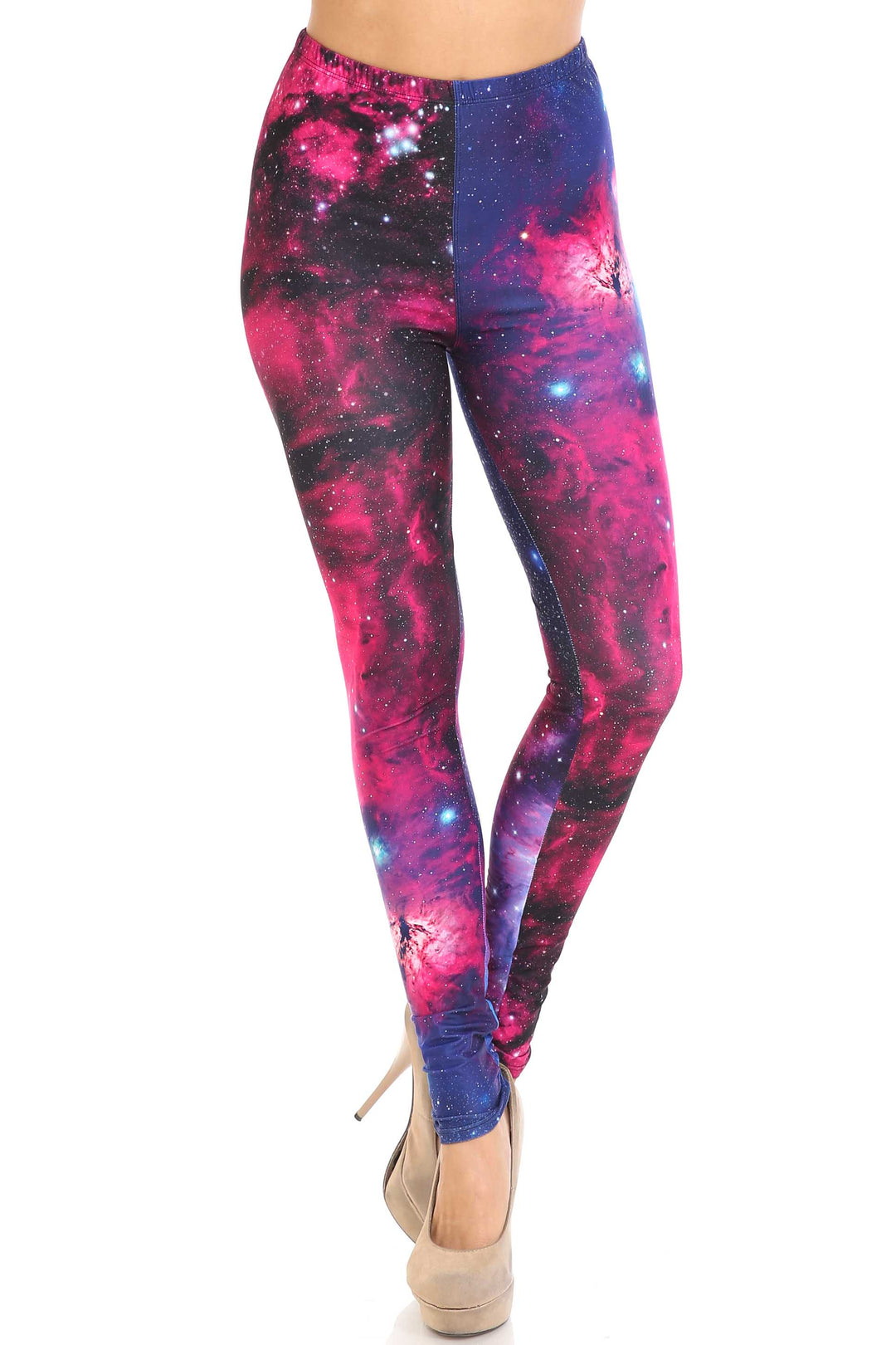 Creamy Soft Fuchsia Galaxy Plus Size Leggings - USA Fashion