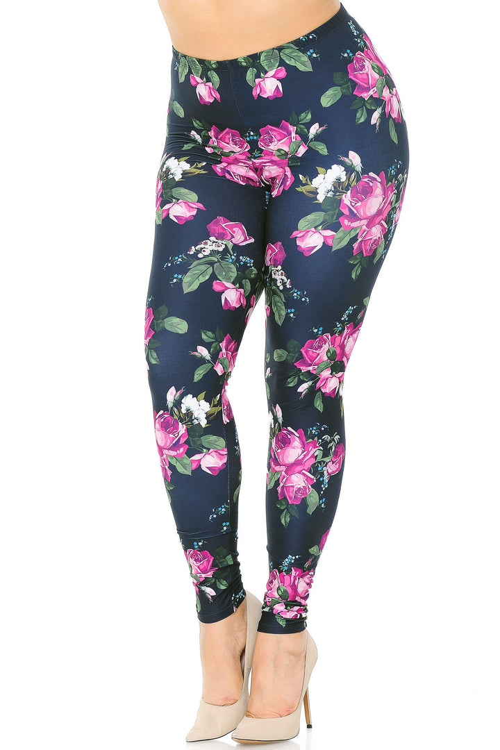 Creamy Soft Fuchsia Rose Plus Size Leggings - USA Fashion