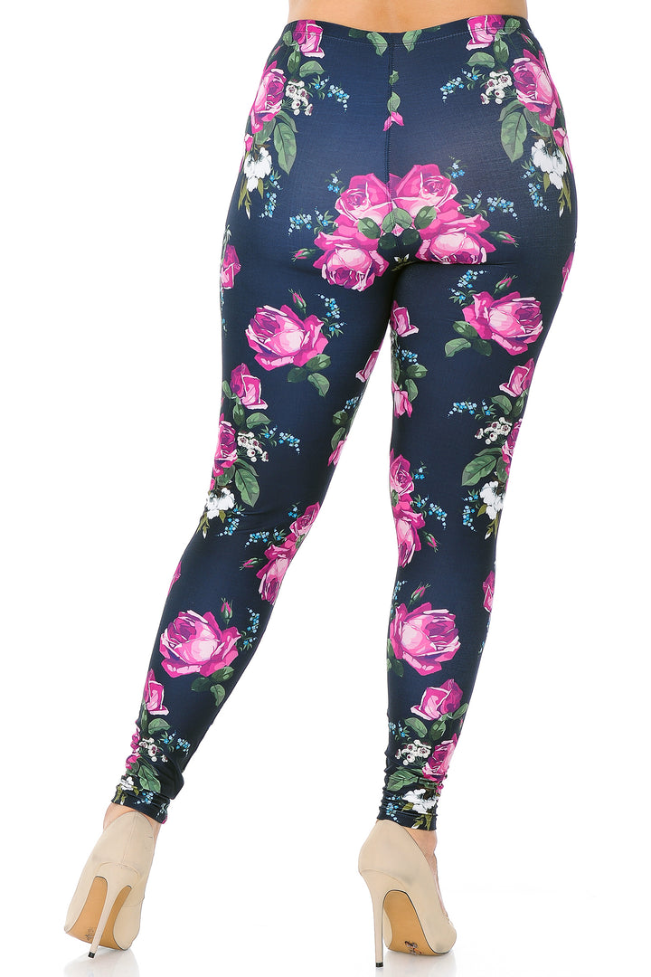 Creamy Soft Fuchsia Rose Plus Size Leggings - USA Fashion