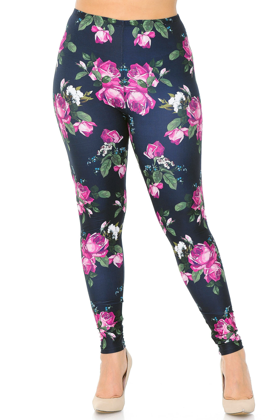 Creamy Soft Fuchsia Rose Plus Size Leggings - USA Fashion