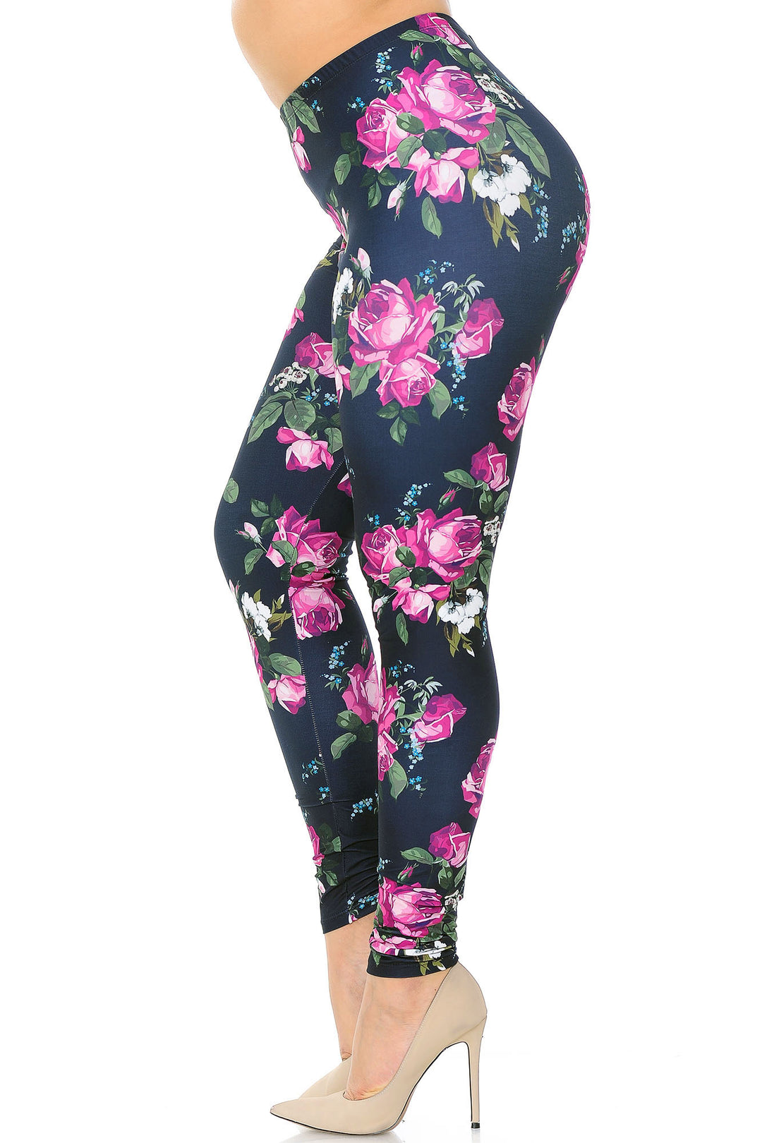 Creamy Soft Fuchsia Rose Plus Size Leggings - USA Fashion