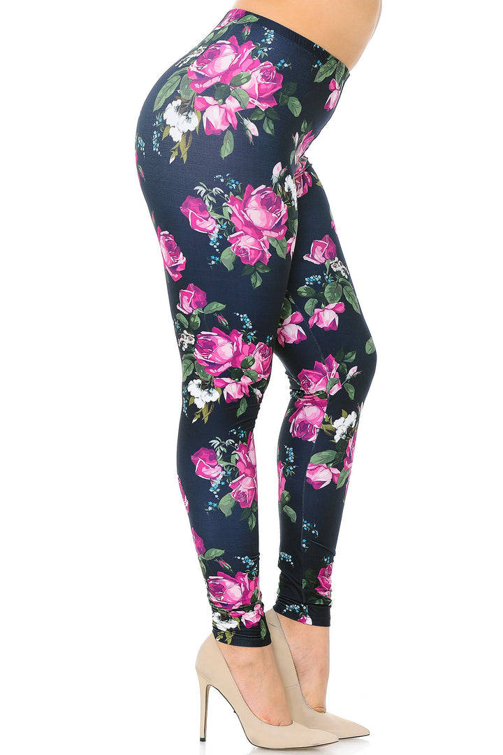 Creamy Soft Fuchsia Rose Plus Size Leggings - USA Fashion