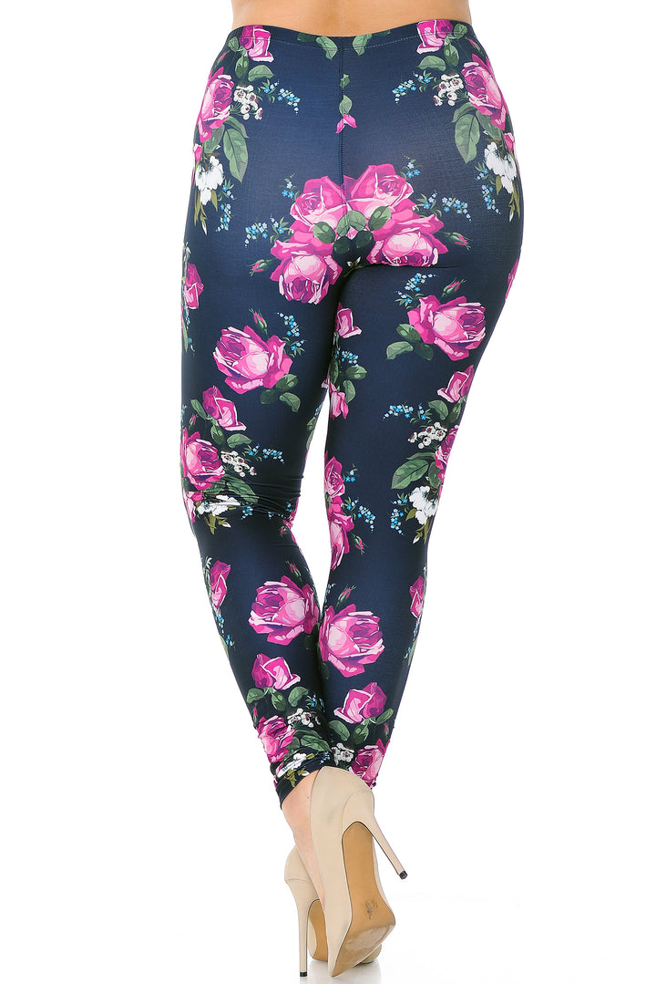 Creamy Soft Fuchsia Rose Plus Size Leggings - USA Fashion