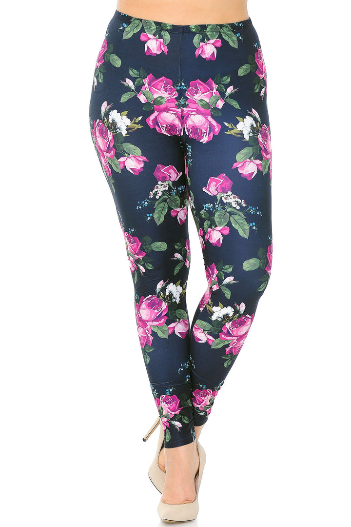 Creamy Soft Fuchsia Rose Plus Size Leggings - USA Fashion