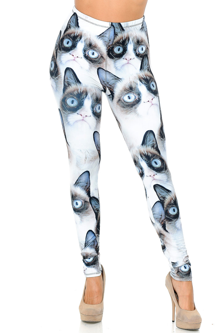 Creamy Soft Grumpy Cat Plus Size Leggings - USA Fashion