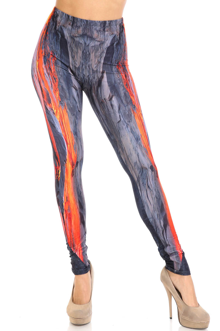Creamy Soft Hot Lava Plus Size Leggings - By USA Fashion