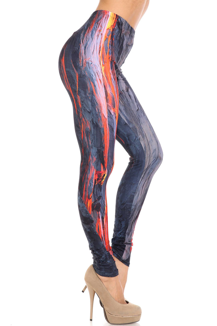 Creamy Soft Hot Lava Plus Size Leggings - By USA Fashion