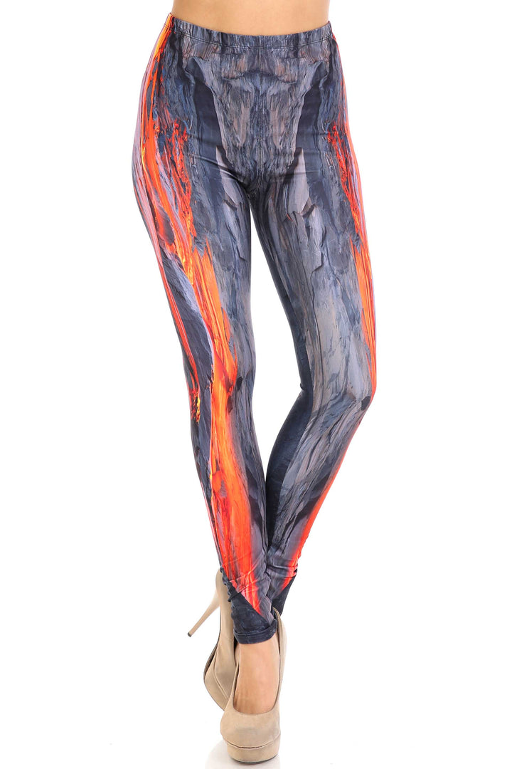 Creamy Soft Hot Lava Plus Size Leggings - By USA Fashion