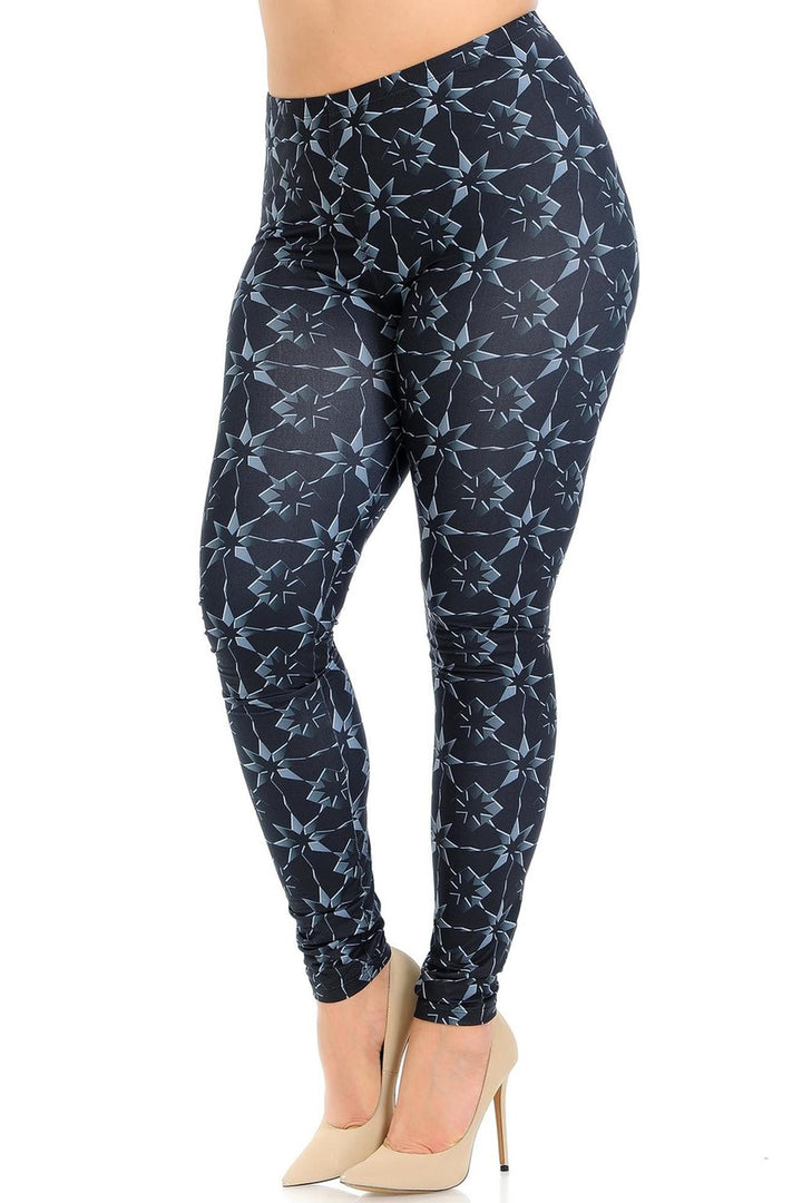 Creamy Soft Metallic Stars Plus Size Leggings - Signature Collection
