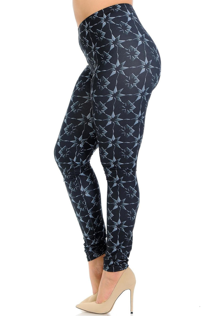 Creamy Soft Metallic Stars Plus Size Leggings - Signature Collection
