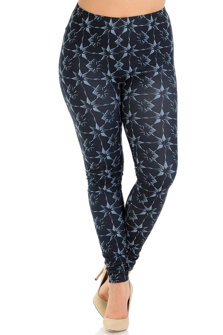 Creamy Soft Metallic Stars Plus Size Leggings - Signature Collection