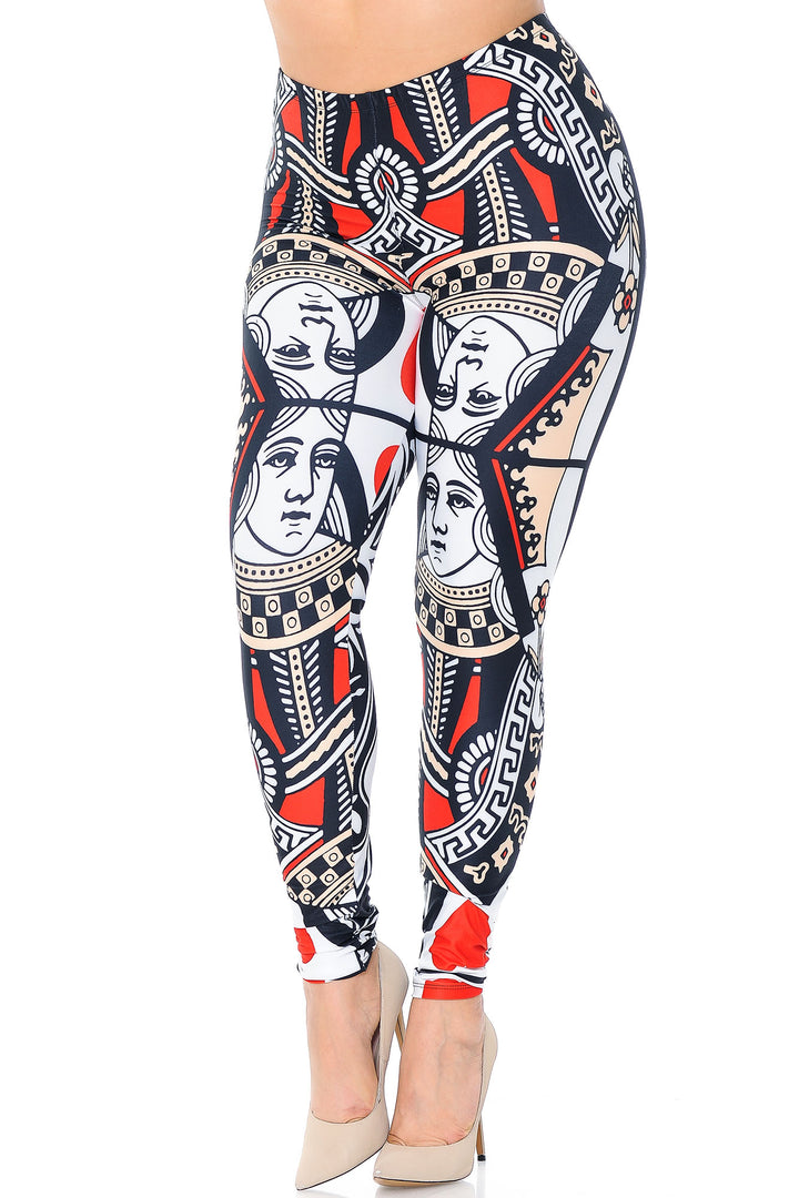 Creamy Soft Queen of Hearts Plus Size Leggings - USA Fashion