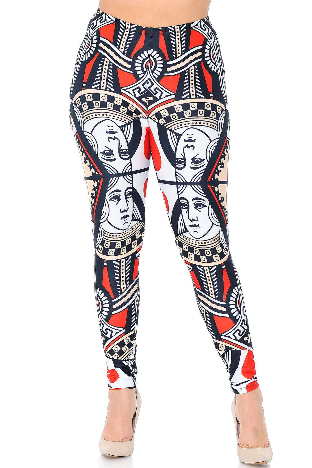 Creamy Soft Queen of Hearts Plus Size Leggings - USA Fashion