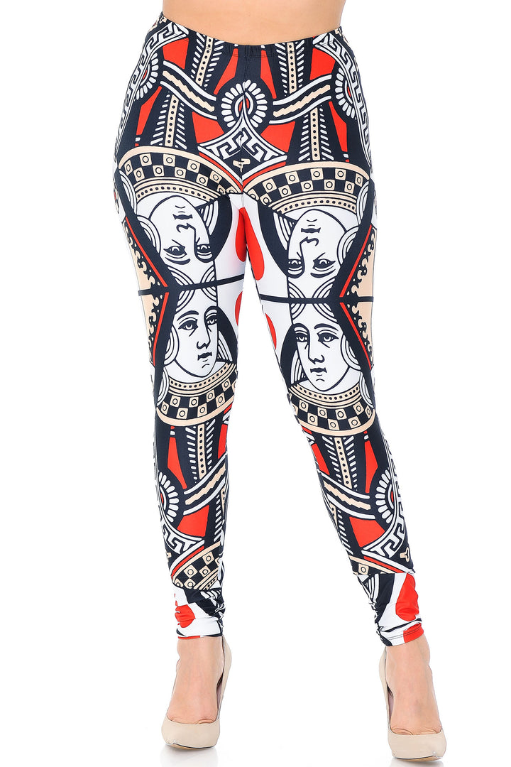 Creamy Soft Queen of Hearts Plus Size Leggings - USA Fashion