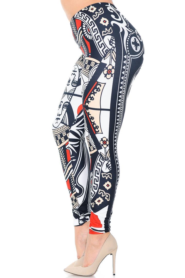 Creamy Soft Queen of Hearts Plus Size Leggings - USA Fashion