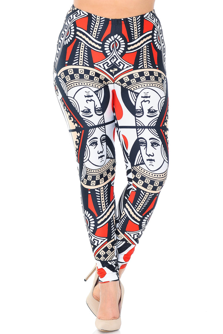 Creamy Soft Queen of Hearts Plus Size Leggings - USA Fashion