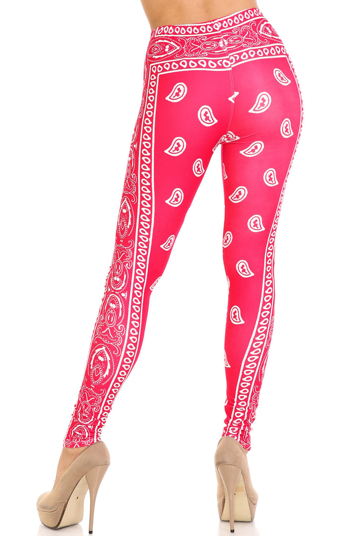 Creamy Soft Red Bandana Plus Size Leggings - USA Fashion