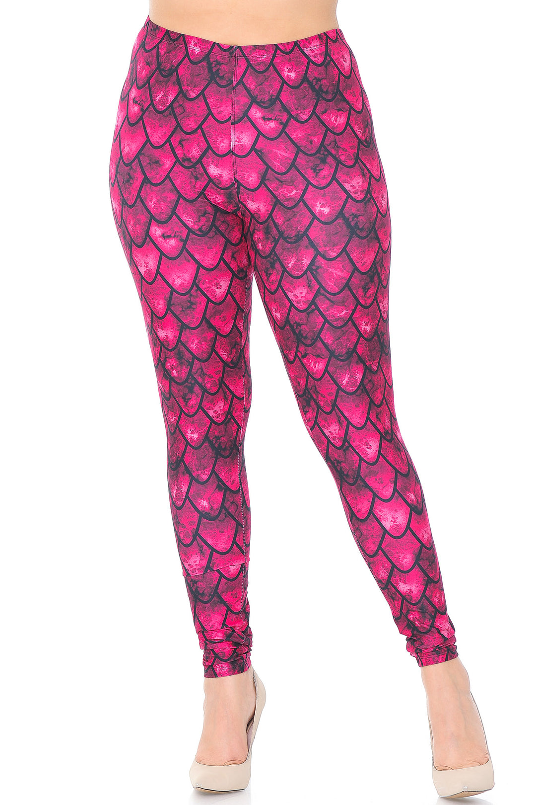 Creamy Soft Red Scale Plus Size Leggings - USA Fashion