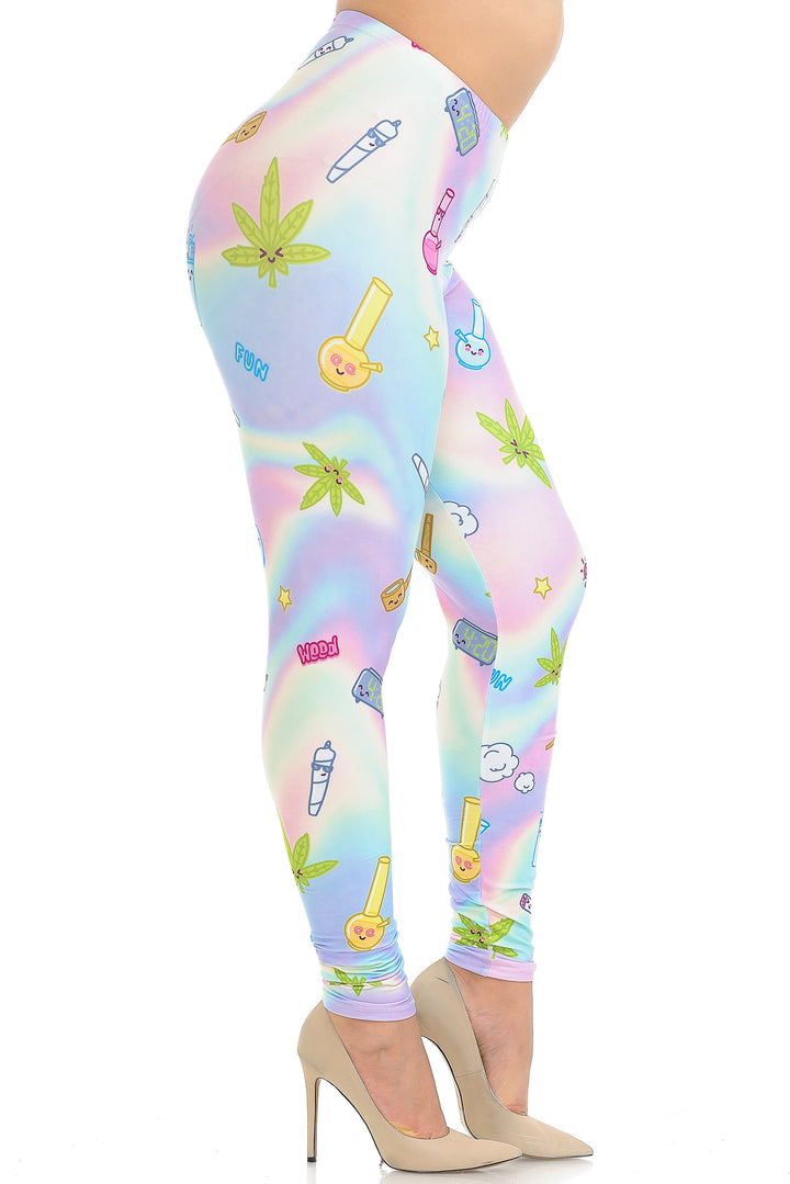 Creamy Soft Marijuana Life Plus Size Leggings - USA Fashion