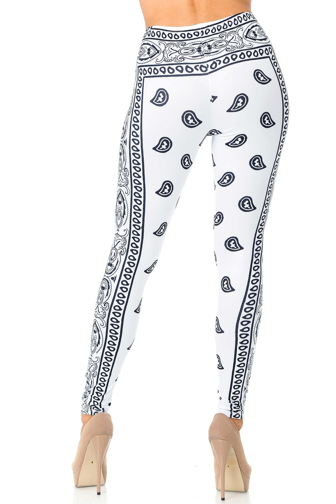 Creamy Soft White Bandana Plus Size Leggings - USA Fashion
