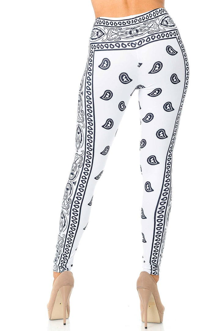 Creamy Soft White Bandana Plus Size Leggings - USA Fashion