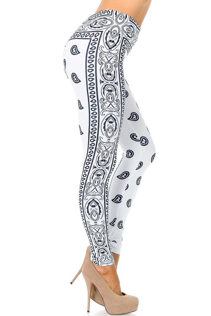Creamy Soft White Bandana Plus Size Leggings - USA Fashion
