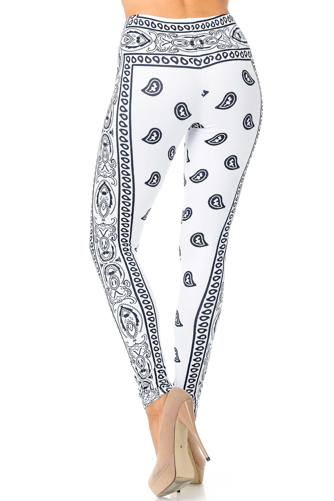 Creamy Soft White Bandana Plus Size Leggings - USA Fashion