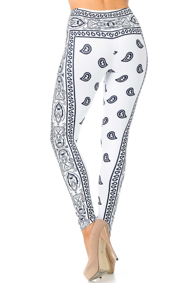 Creamy Soft White Bandana Plus Size Leggings - USA Fashion