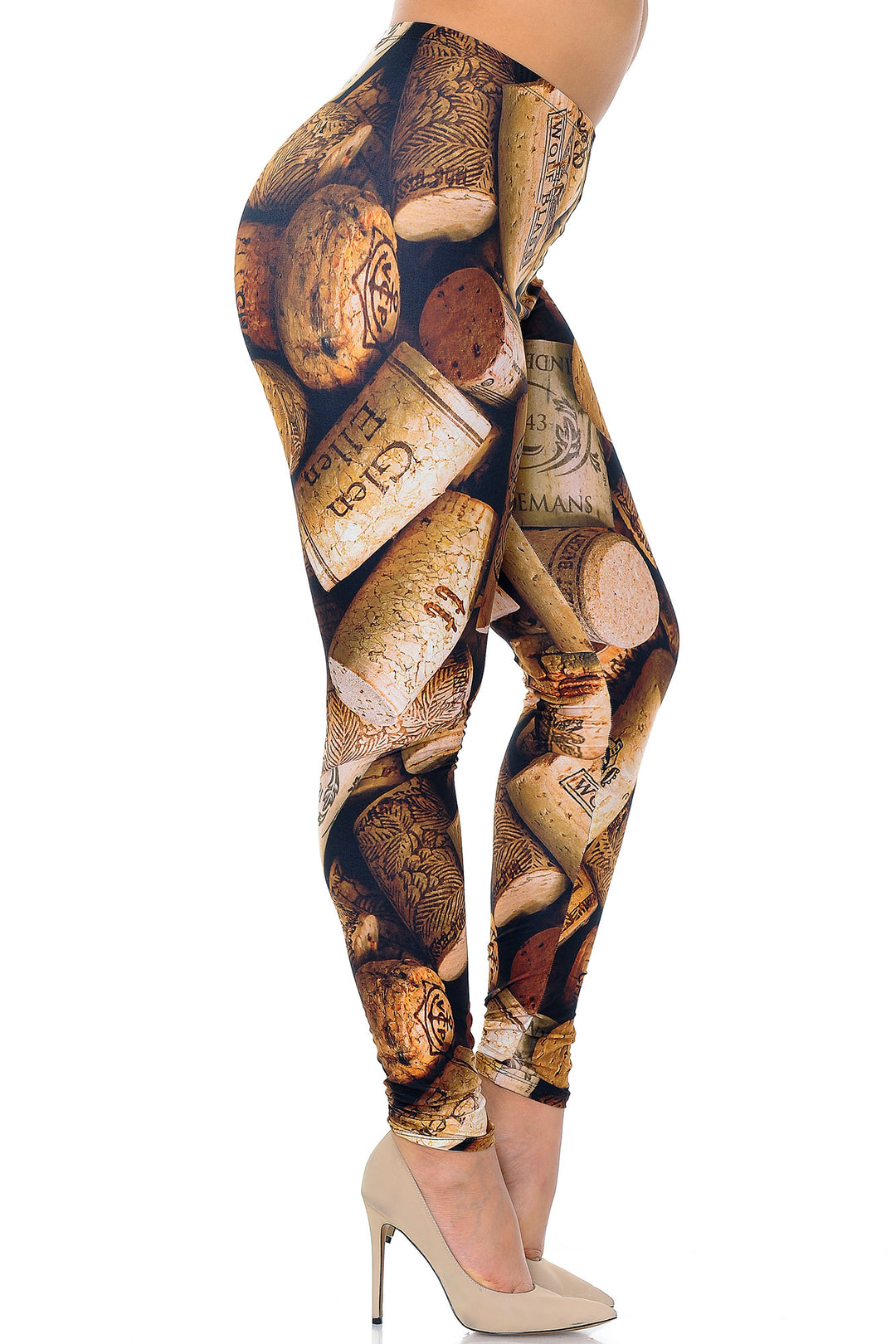 Creamy Soft Wine Cork Plus Size Leggings - USA Fashion
