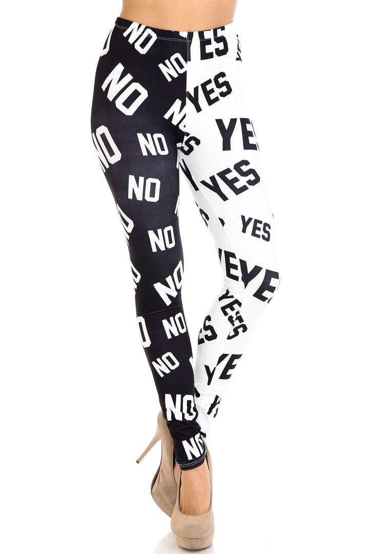 Creamy Soft Yes and No Plus Size Leggings - By USA Fashion